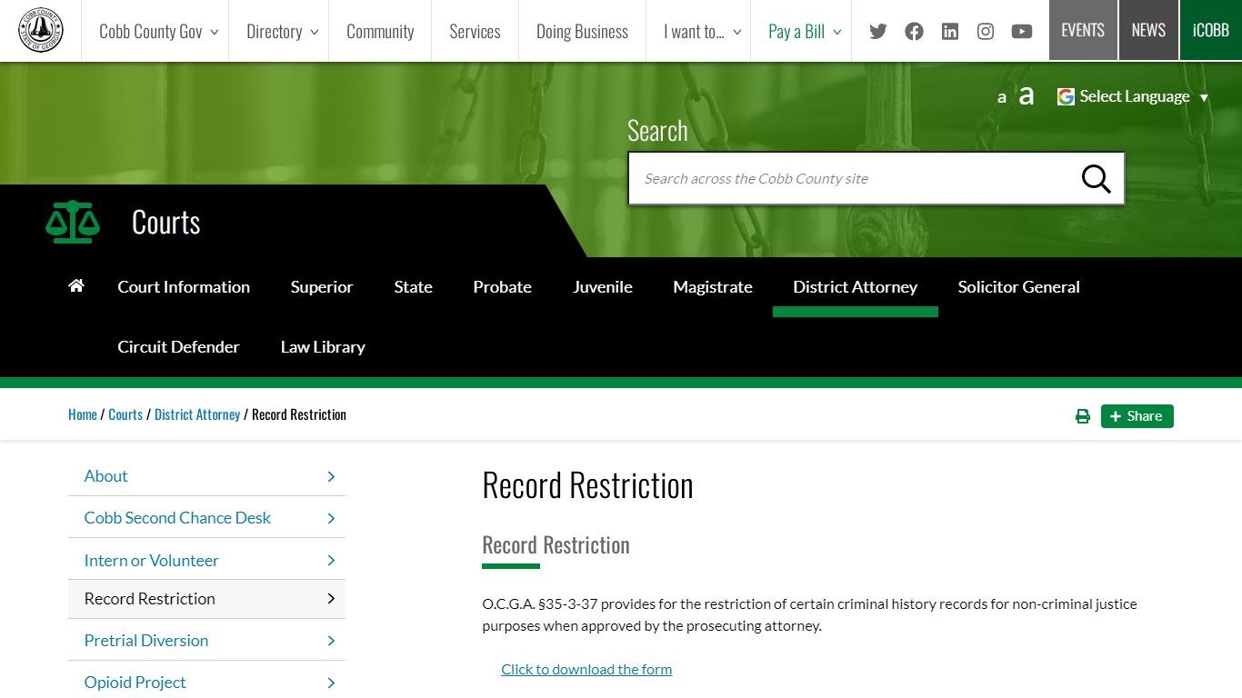 Record Restriction | Cobb County Georgia
